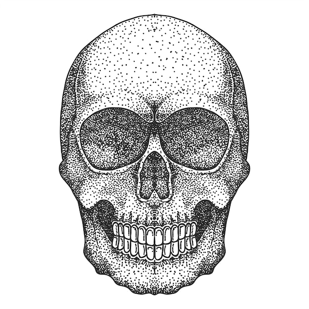 Vettore testa cranio dotwork illustrazione vettoriale