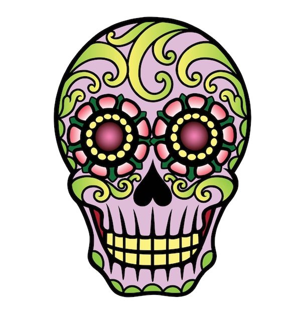 Skull head floral ornament decoration illustration