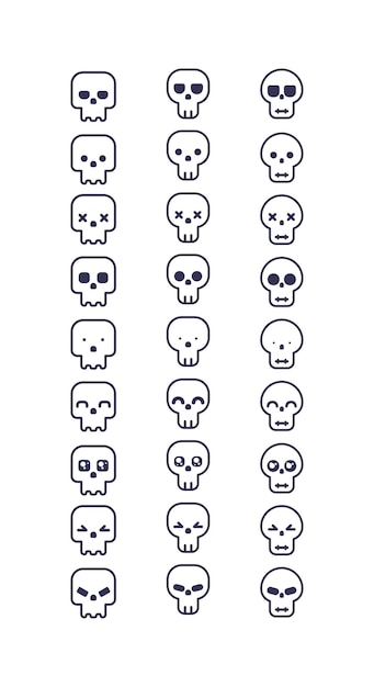 Skull head icons collection