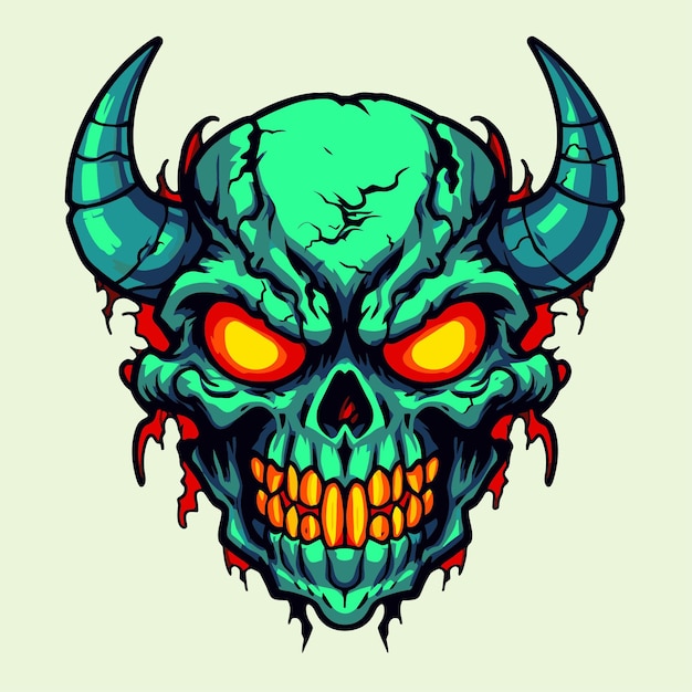 Skull head monster illustration