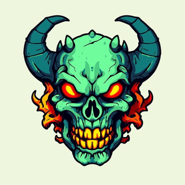 Skull head monster illustration