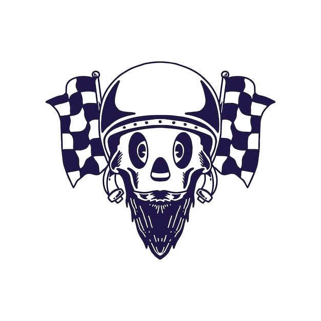 Skull head motorcycle custom logo