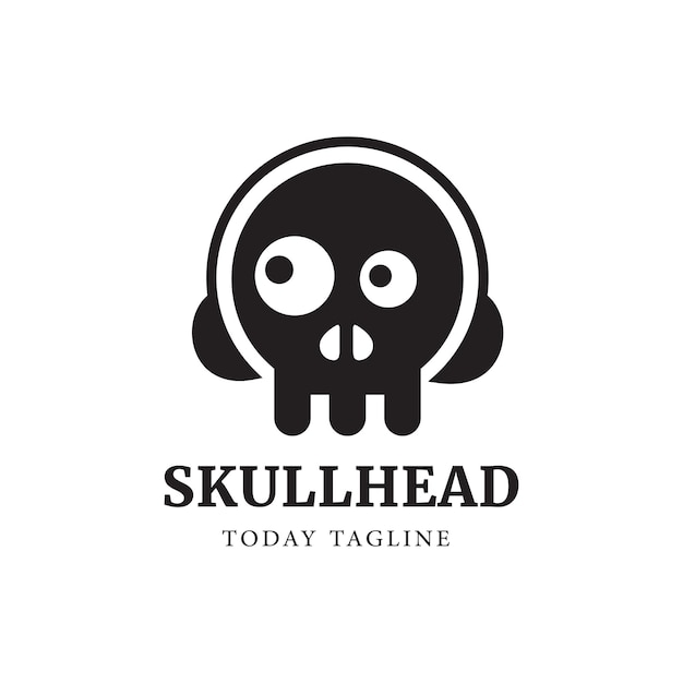 Vector skull head music logo design vector graphic illustration