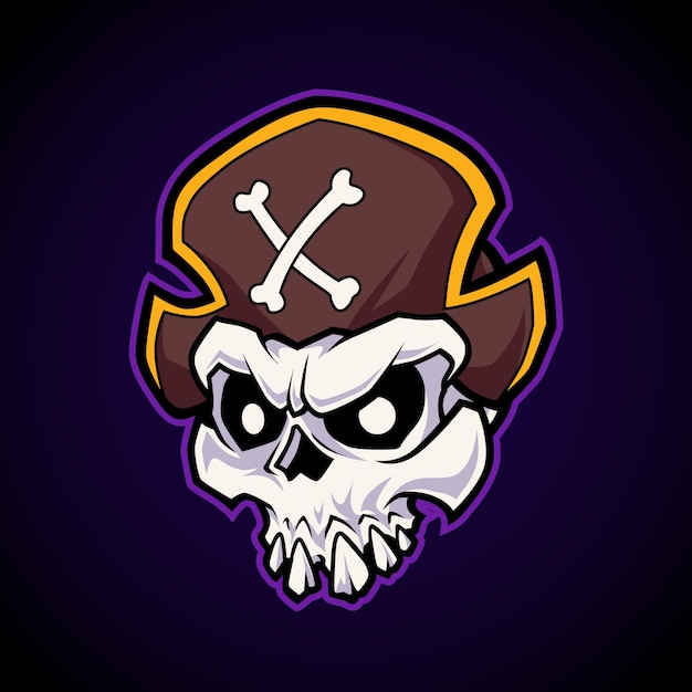 Skull head pirate cartoon