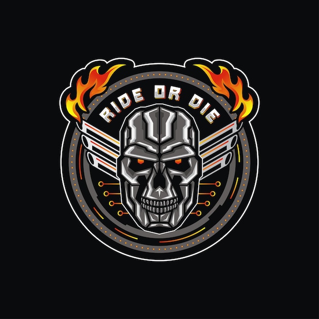 Skull head rider mascotte esport illustratie