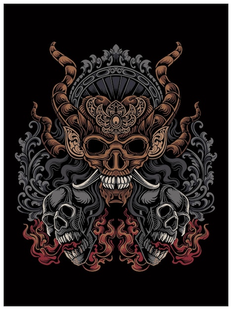 Skull head vector design