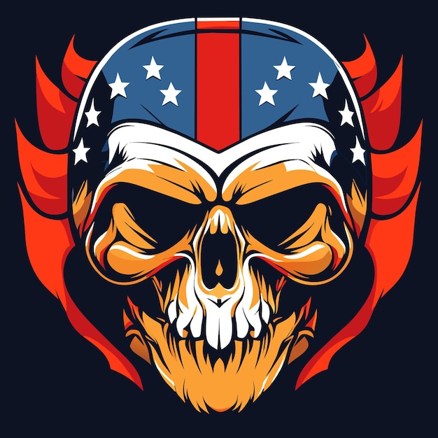 Vector skull head vector with usa flag