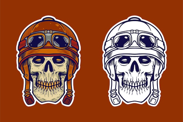 Vector skull head wear helmet vector illustration