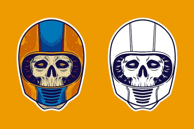 Vector skull head wear helmet vector illustration