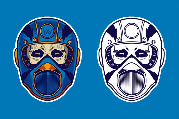 Vector skull head wear helmet vector illustration