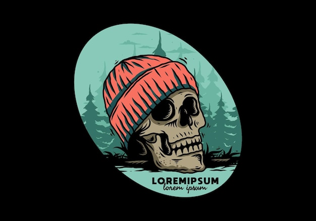 Skull head wearing beanie illustration design