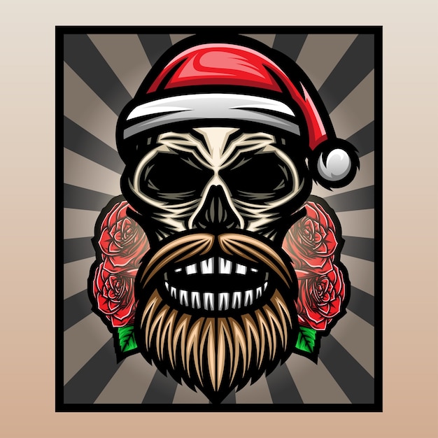 Skull head wearing a christmas hat.