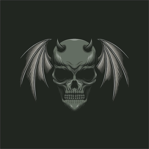 Skull head with bat wings vector illustration