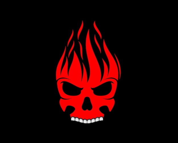 Vector skull head with fire flame vector illustration