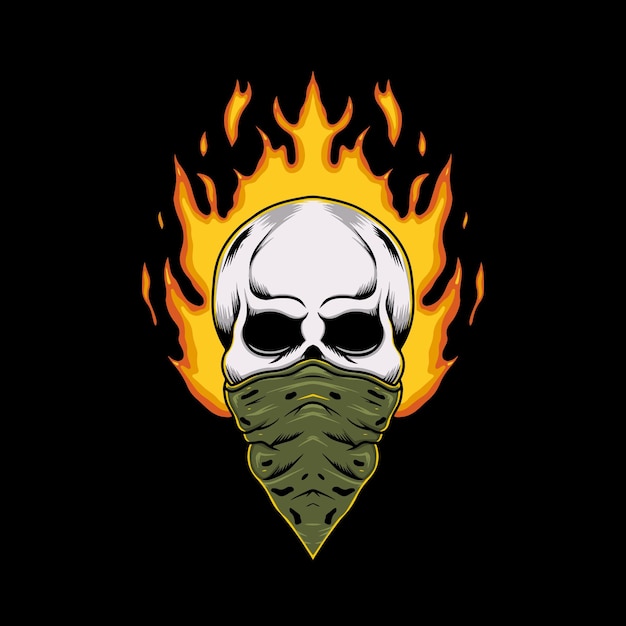 Vector skull head with fire