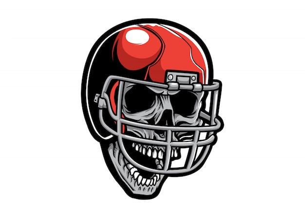 Skull head with football helmet