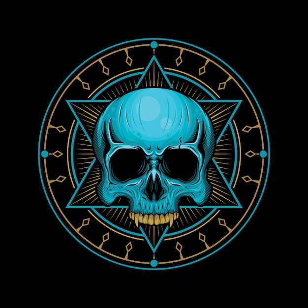 Skull head with geometric  illustration 