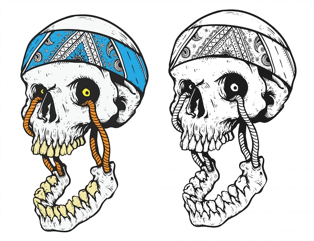 Vettore testa del cranio con l'illustrazione della fascia