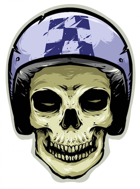 skull head with helmet race design