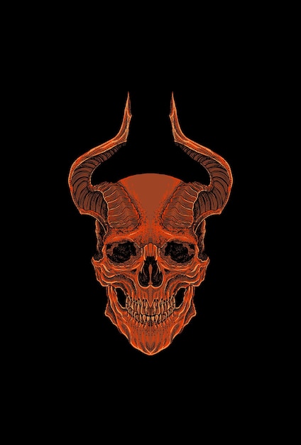 Vector skull head with horn illustration