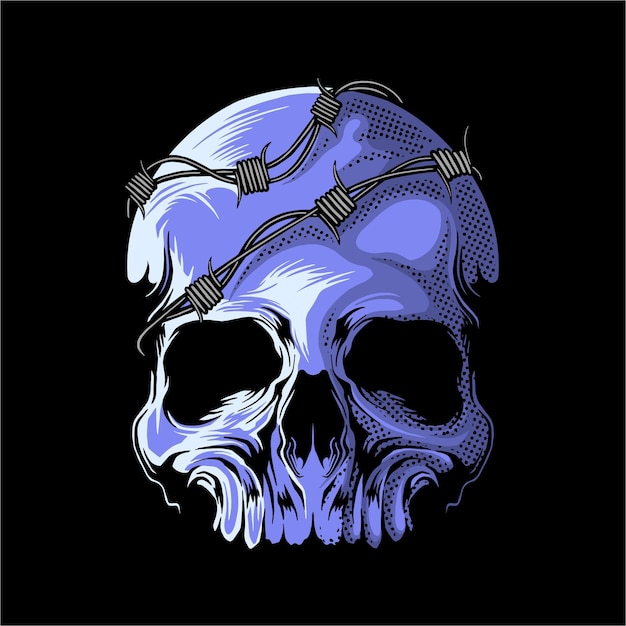 skull head with iron vector illustration