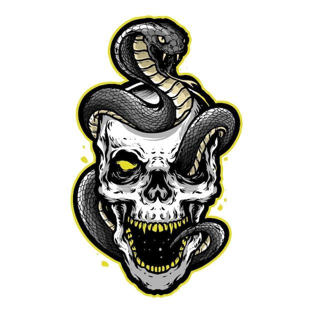 Skull Head With Python Logo Design Vector