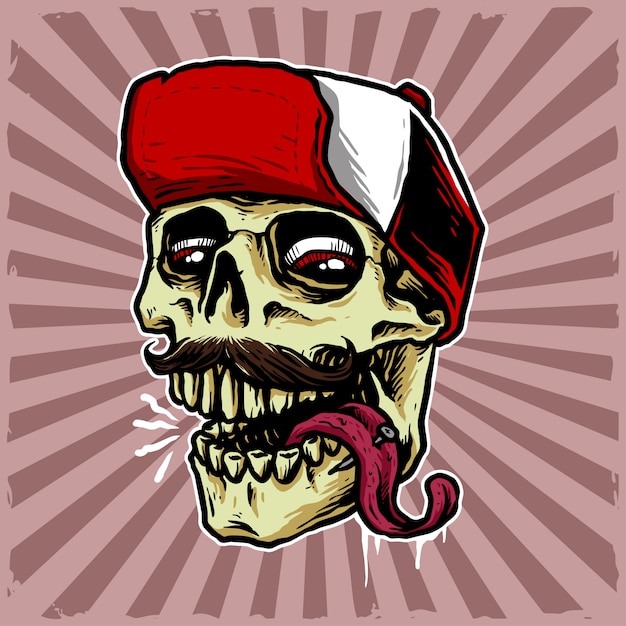 Vector skull head with snap back illustration