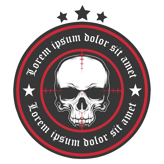 Skull head with star logo vector