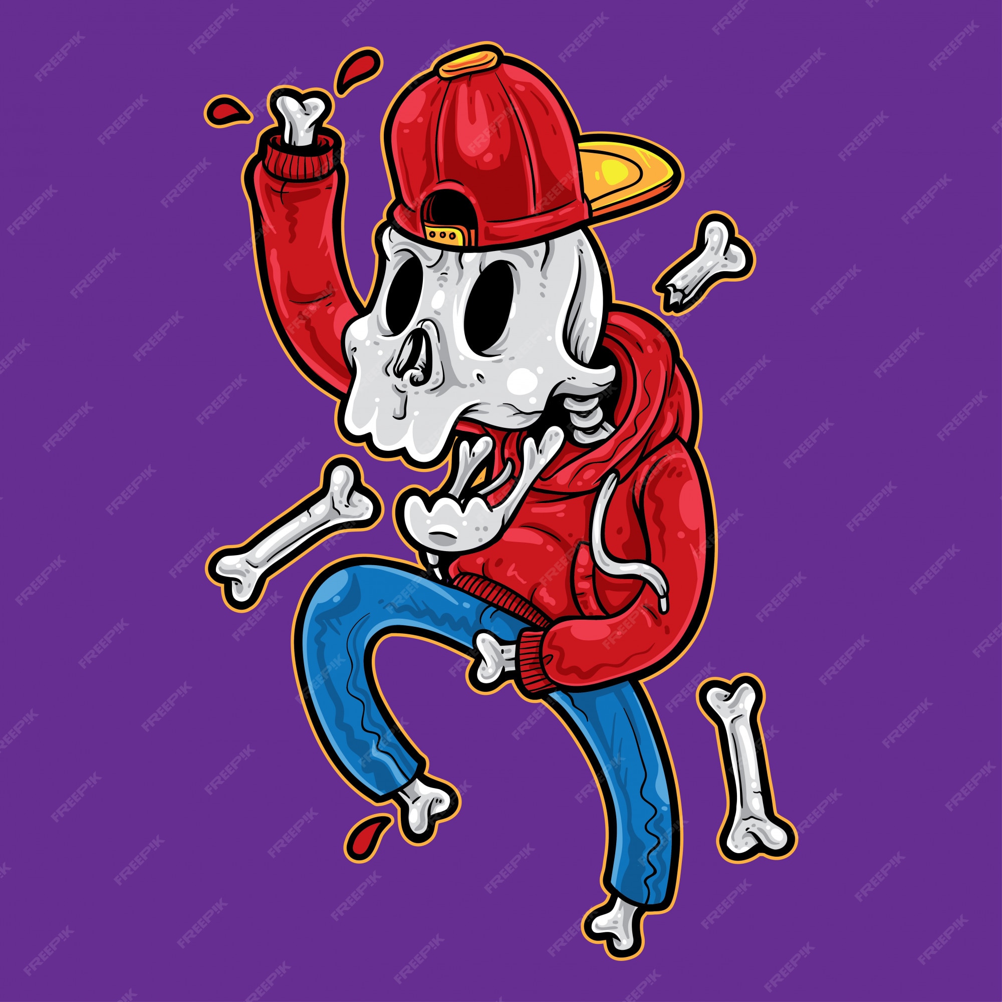 Premium Vector | Skull hiphop dancing