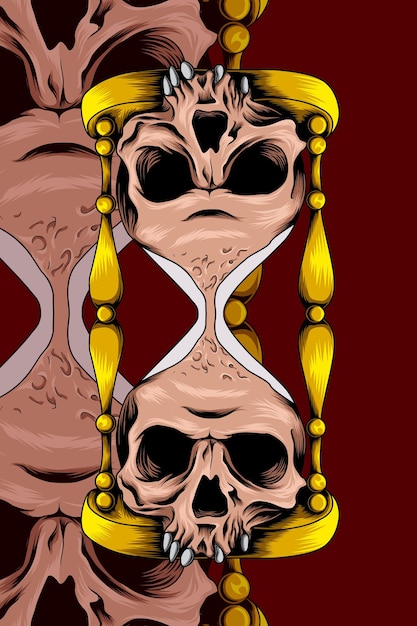 Skull hourglass vector illustration