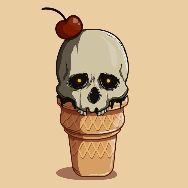 skull ice cream with cherry topping