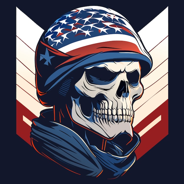 Skull-illustratie geïnspireerd op de vlag van de VS