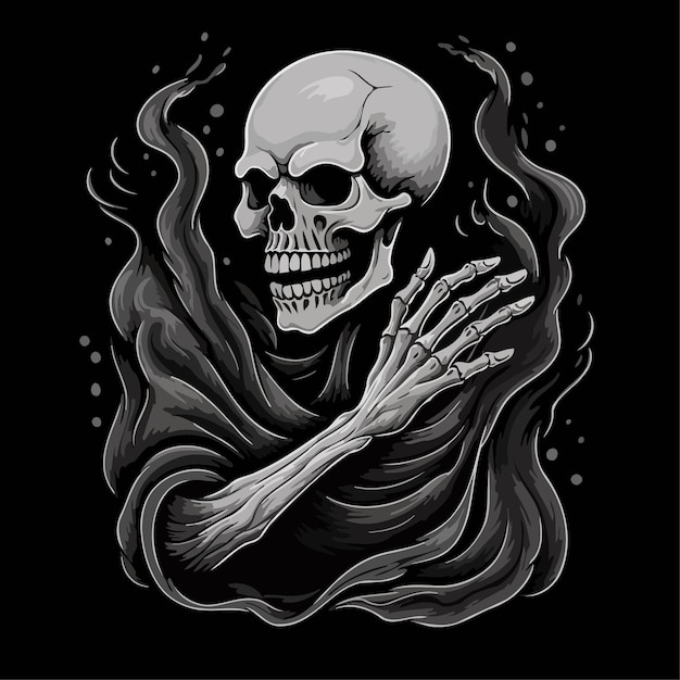 Skull illustration Black background skull king