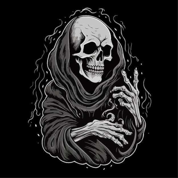 Skull illustration Black background skull king