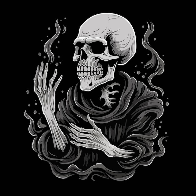 Skull illustration Black background skull king