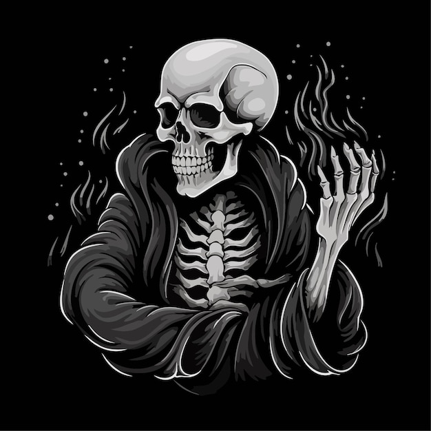 Skull illustration Black background skull king