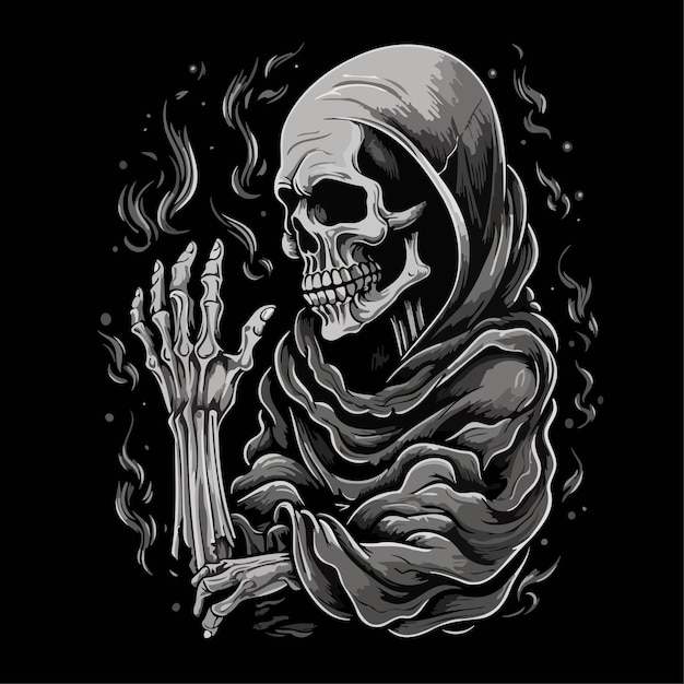 Skull illustration Black background skull king