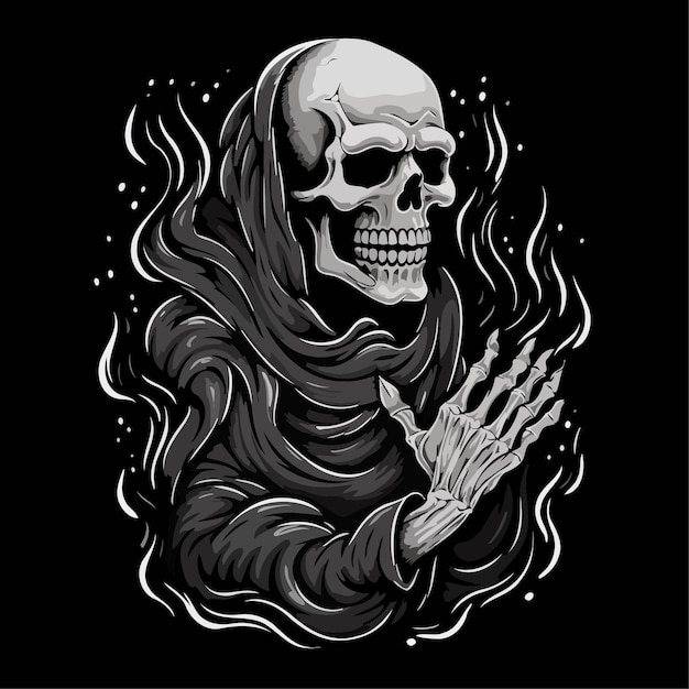 Skull illustration Black background skull king