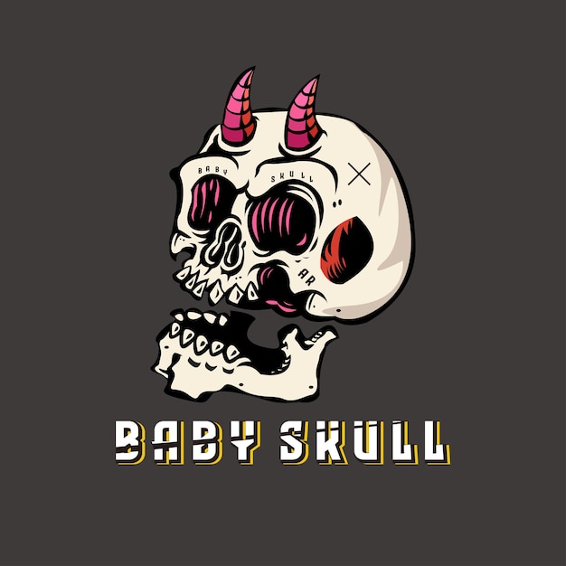Skull illustration mascot design hand draw