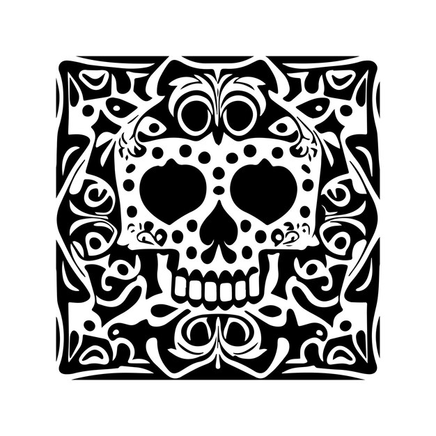 Vector skull illustration for tattoo