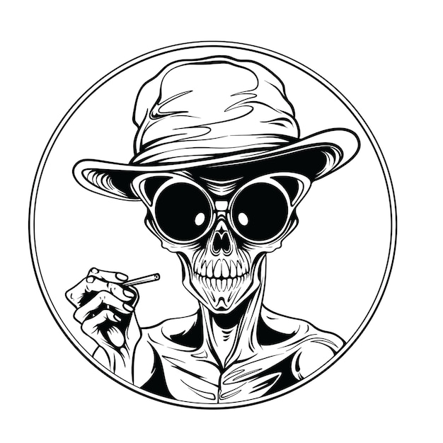 Skull Illustration with glasses