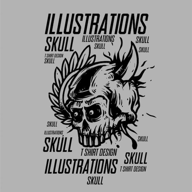 Иллюстрации черепа для дизайна футболки