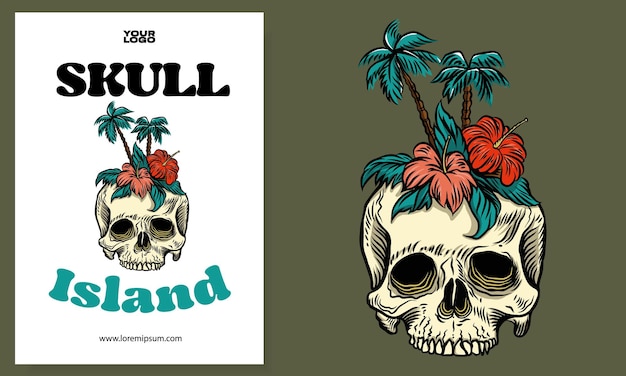 Vector skull island poster flyers illustratie