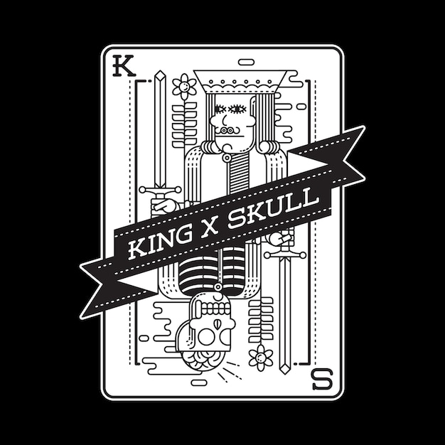 Skull king horror card graphic illustration art tshirt design