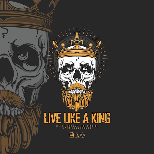 Premium Vector  Skull king illustration with a black background