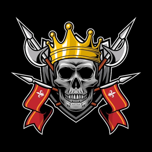 Skull king of kingdom style for t-shirt design