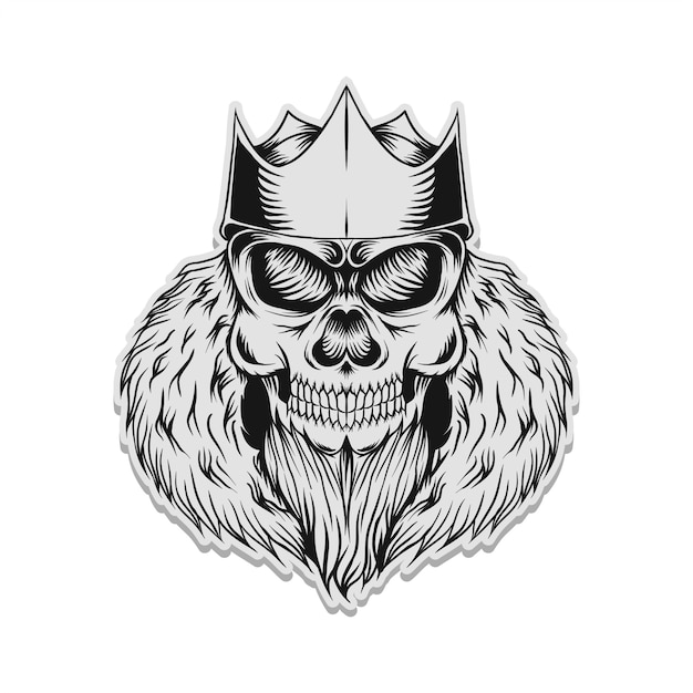 Skull king sticker vector illustration