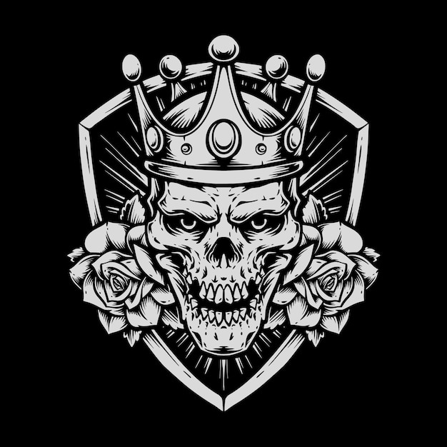 Skull king with roses clothing design