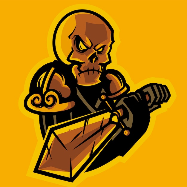 Skull knight holding a sword esports logo