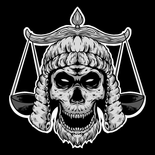 skull lawyer logo design mascot